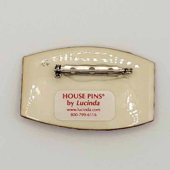 Lucinda House Pin Birds Pine Tree Wine Glass Primary Colors Red Yellow Blue - Picture 2 of 2